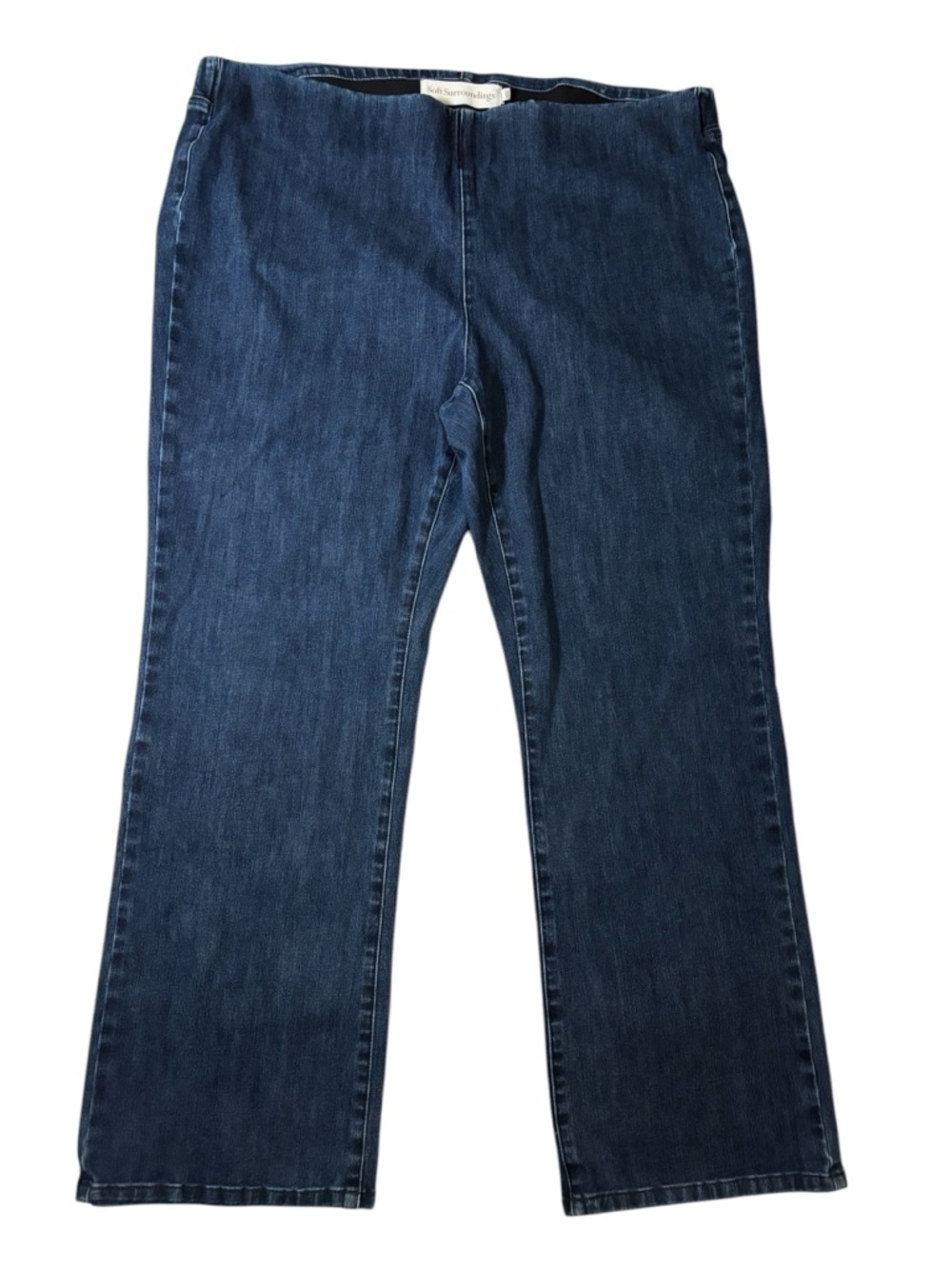 Soft Surroundings Pull-On Denim Jeans 2X Stretch Straight Leg Dark Wash Casual